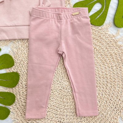 Conj. Blusa Manga Longa Pied-de-Poule Três Laços e Calça Legging - Rose